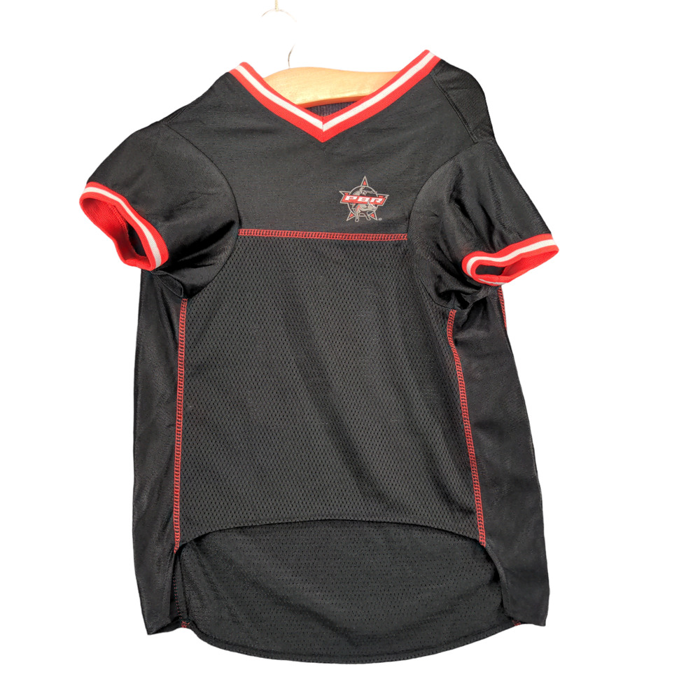 PBR Professional Bull Riders Dog Shirt Black Red Polyester Fiber Logo #08